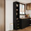 Meuble de rangement de 216 cm de haut avec tiroirs et étagères, design étroit pour salle de bain, buanderie et salon, noir