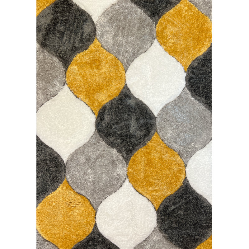 Hatha Black/Gray/Yellow Rug, Runner 2'6" x 7'9"
