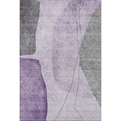 Premium Machine Washable Prisco Purple Rug