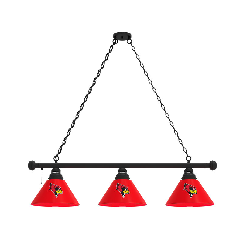 3 - Light Pool Table Lights Pendant, Black, Illinois State Redbirds