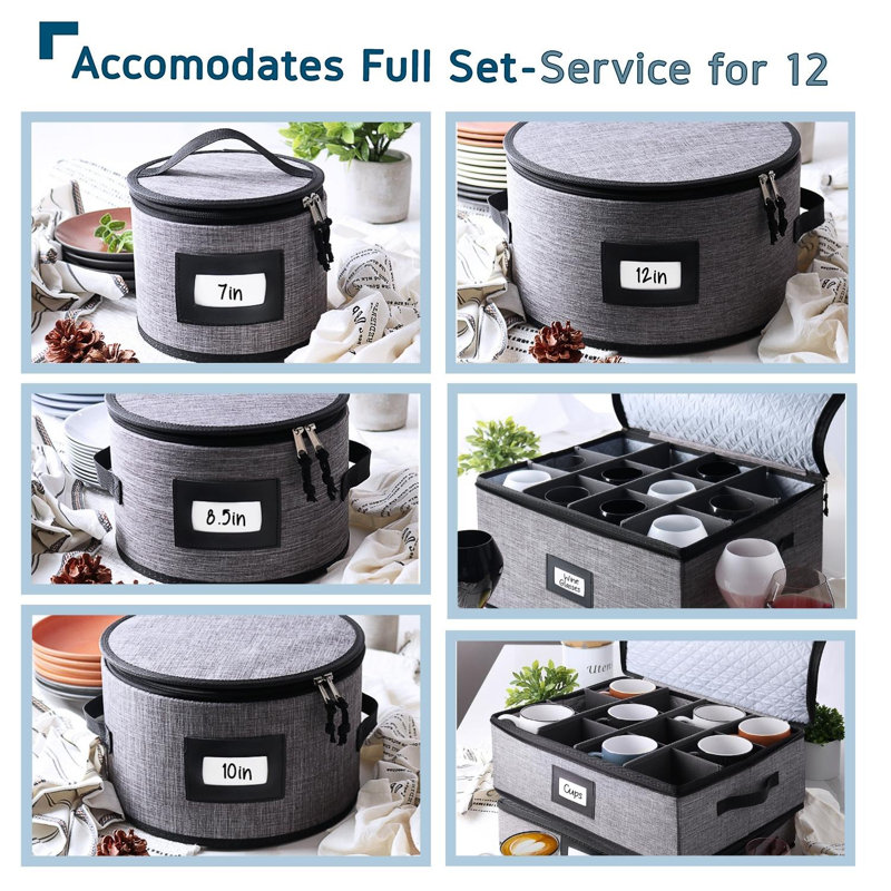 6-Piece Hard Shell Dinnerware Storage Set, Gray