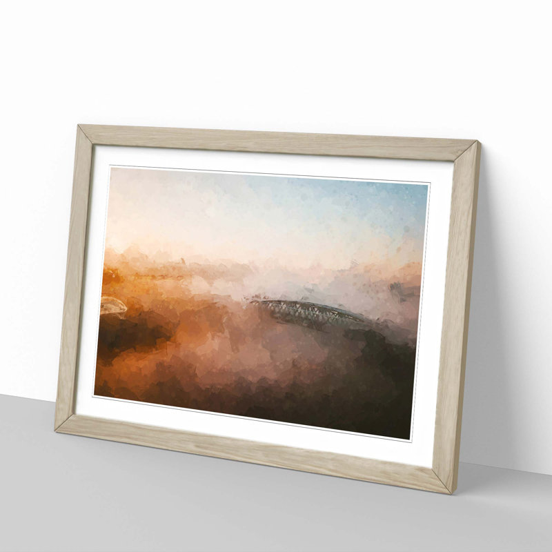 John Frost Bridge in the Netherlands in Abstract - Framed Print, Oak, 50cm H x 76cm W x 2cm D