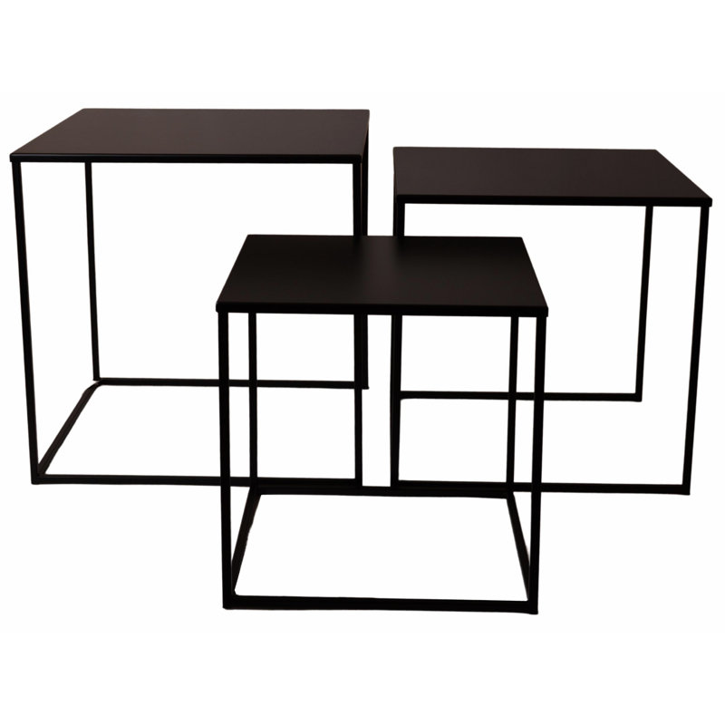 Pancratius Sled Nesting Tables, Black, Black