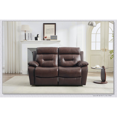 Genuine Leather Non-Power Reclining Sofa With Two Seats, Combining Style, Comfort, And Durability For Modern Living.