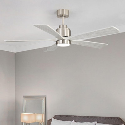 Ventilateur de plafond réversible ultra silencieux de 52 pouces avec lumière - DEL à intensité variable, mémoire et minuterie pour grande pièce