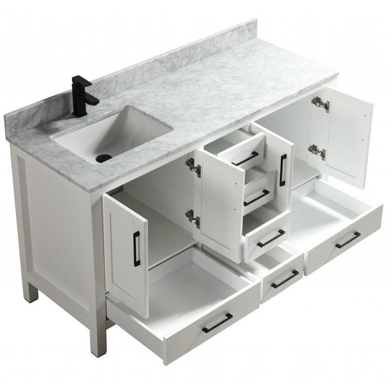 Meuble-lavabo en bois massif 60 ", Blanc