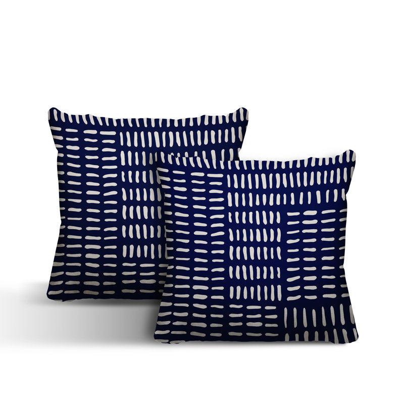 Outdoor Reversible Throw Pillow, 19W" x 19H", Navy Blue