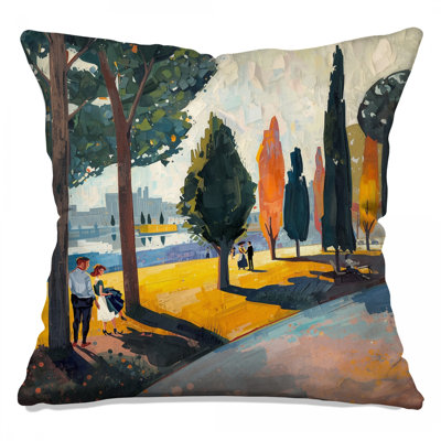 Urban Park Scene Double Sided Throw Pillows
