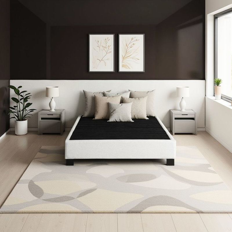 Oatmeal Modern Queen Bed