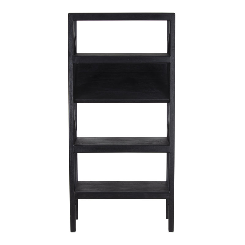 Metivier Solid Mango Wood Bookcase, Black