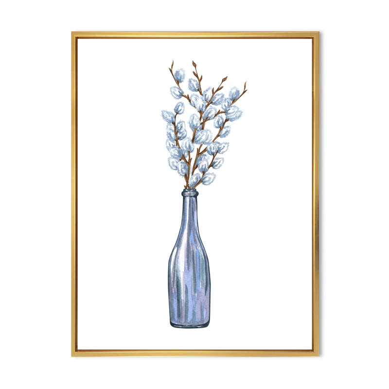 «Bunch Of Pussy Willow Twigs II», reproduction sur toile flottante, H 20 po x l 12 po x p 1 po, Encadrement doré
