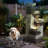 Outsunny 33.5" Outdoor Water Fountain, 4-Tier Floor Standing Resin Cascading Bowls Waterfall Fountain With LED Lights, Pump