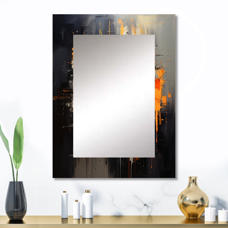 Gold And Grey Bitcoin Crypto Currency - Gold Wall Mirror Decor, 32" x 24"