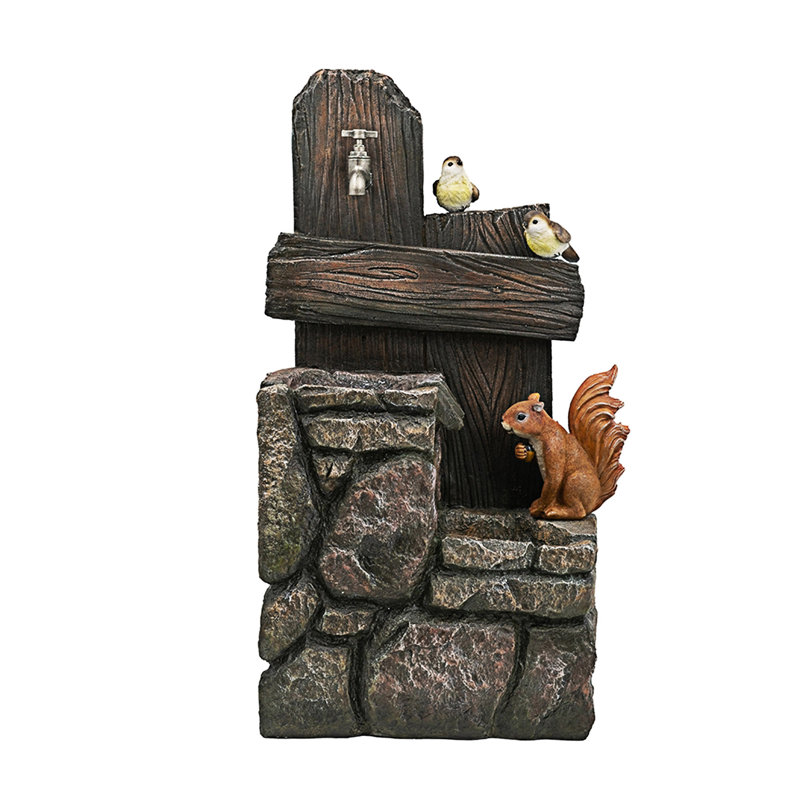 Two-Tiered Water Fountain With Woodland Animal Design