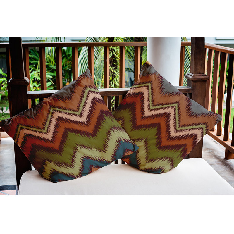 Coussin décoratif intérieur / extérieur Ikat, 20 po x 20 po, Pomme grenade
