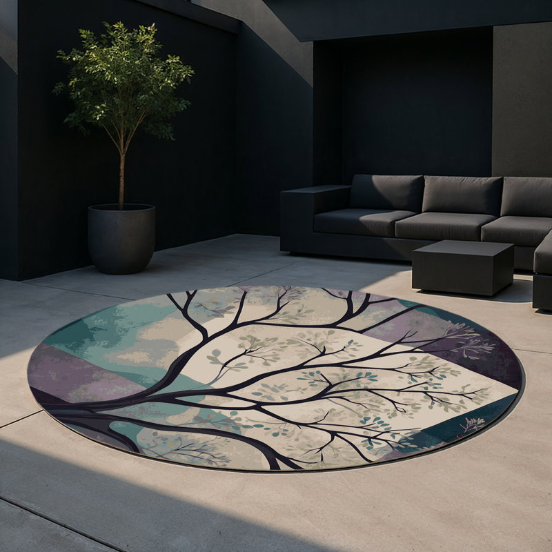 Starlight Vines Indoor And Outdoor Area Rug, Round 5'