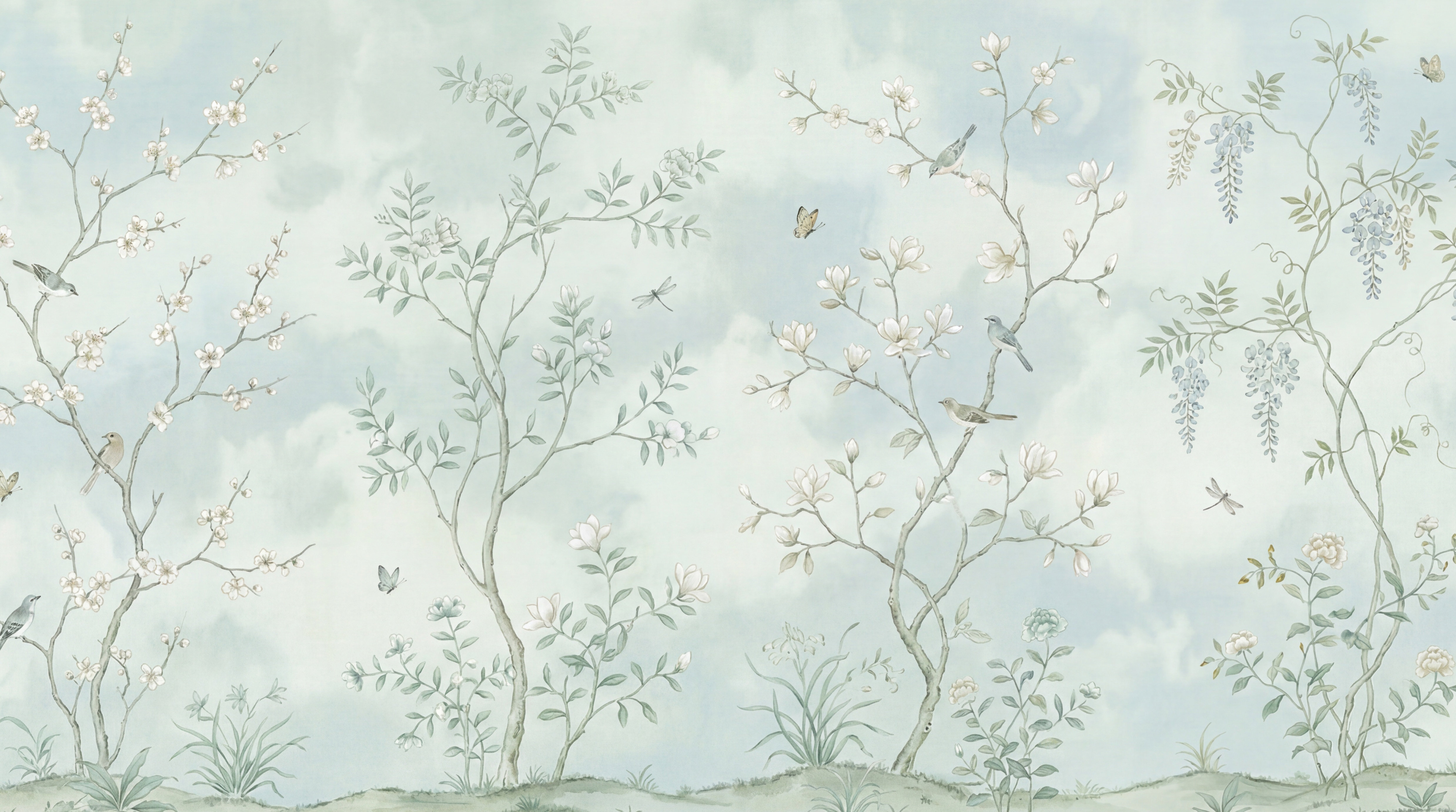Lark Manor™ Floral Wallpaper Birds Vintage Wall Mural | Wayfair