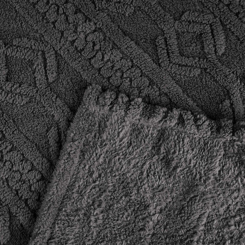 Literie moelleuse Boho, Gris anthracite, Jeté XL
