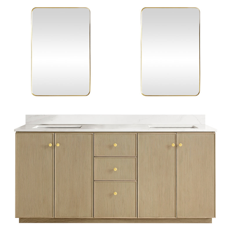 Meuble-lavabo double Waubun Rally, Naturel