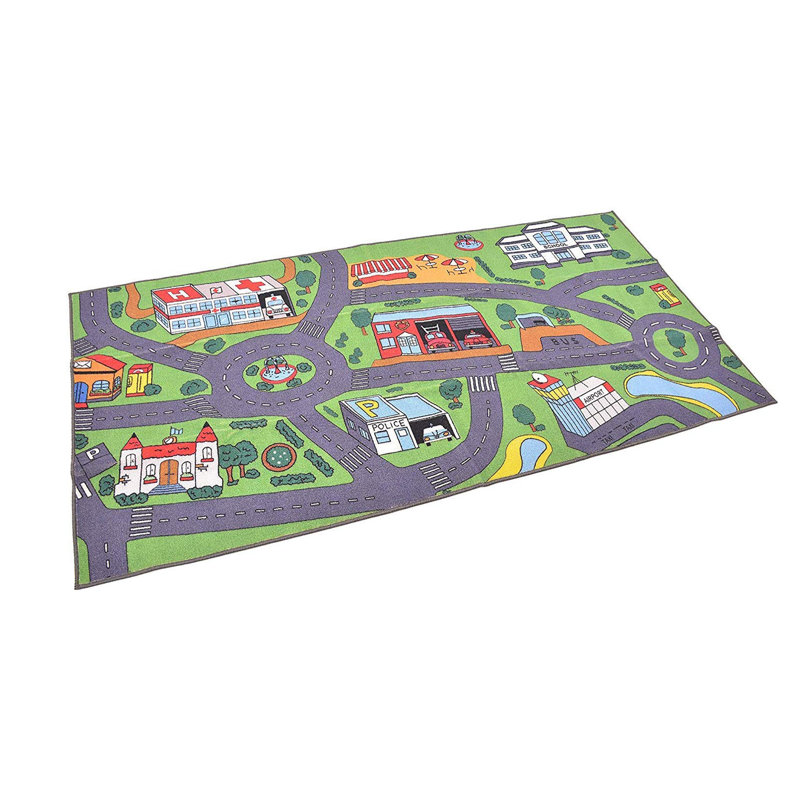 Tapis gris / vert / rouge touffeté Stimpson, Rectangle 4 pi 11 po x 6 pi 7 po