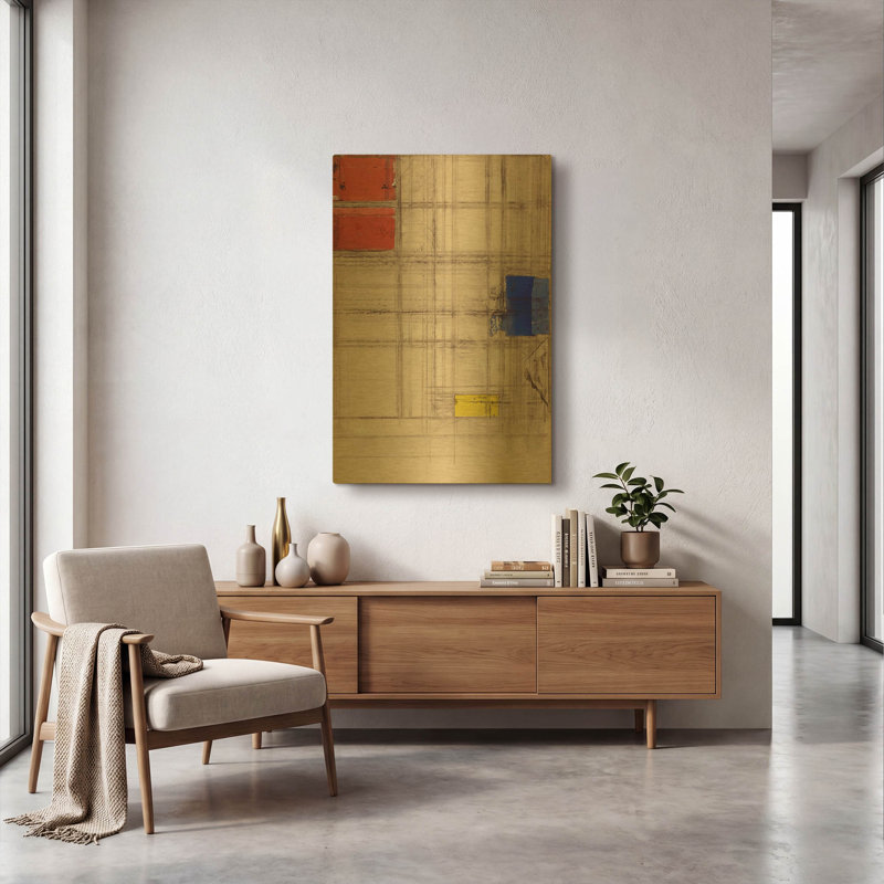 «Study for a Composition, 1940-1941» par Piet Mondrian, art mural en métal doré, 24 po x 36 po, 24 po x 36 po