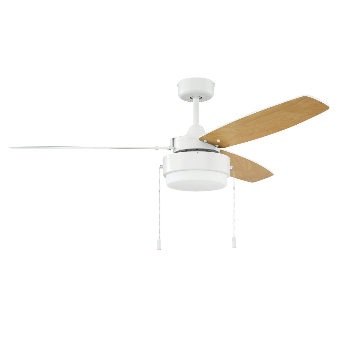 52" Intrepid 3 - Blade Standard Ceiling Fan with Pull Chain and Light Kit Included Craftmade 