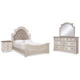 Realyn Bed with Mirrored Dresser and Nightstand