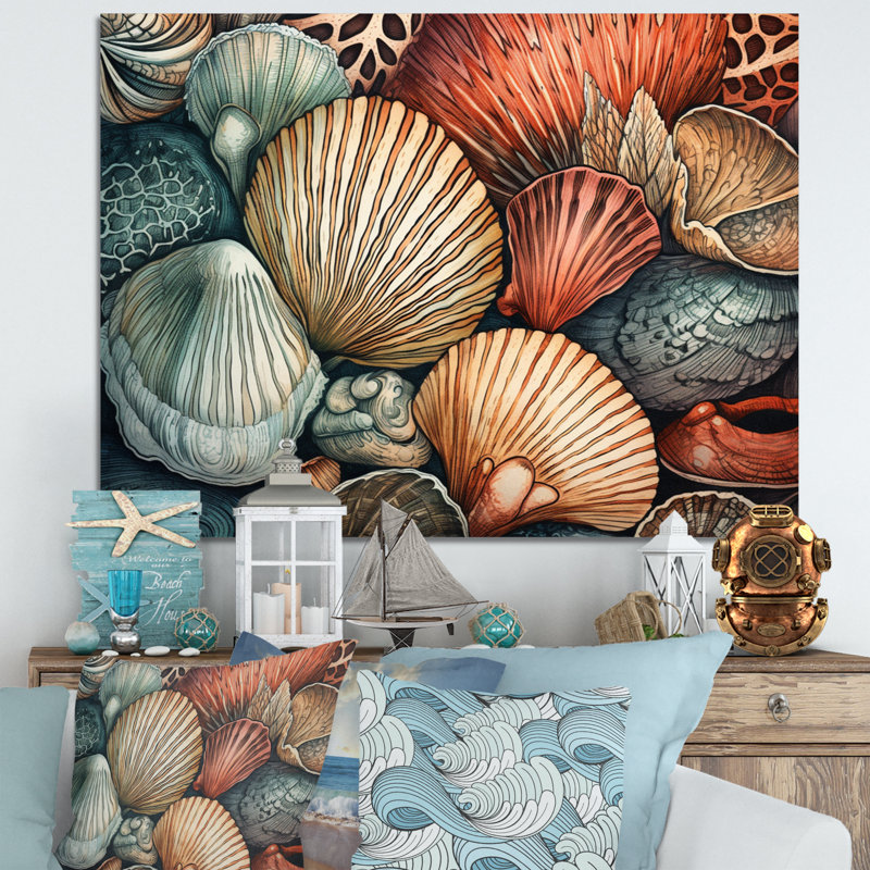 Seaside Seashells III sur toile, H 30 po x l 40 po x P 1,5 po, Toile tendue