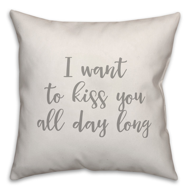  Coussin décoratif «I Want to Kiss You All Day», Blanc, Housse de coussin