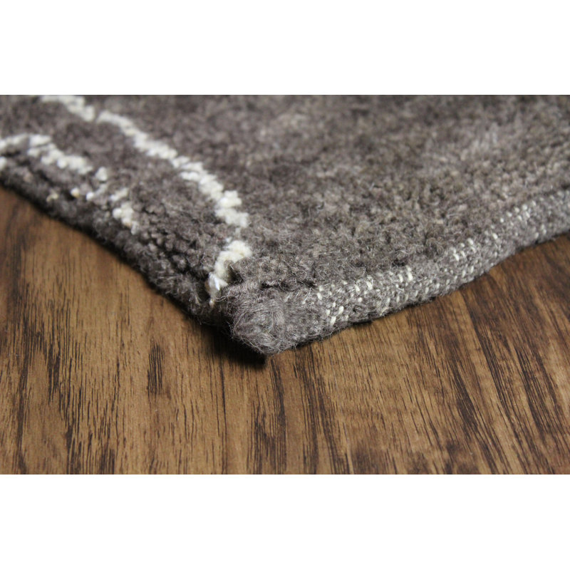 Tapis brun en laine noué à la main Trever, Rectangle 9 pi x 12 pi