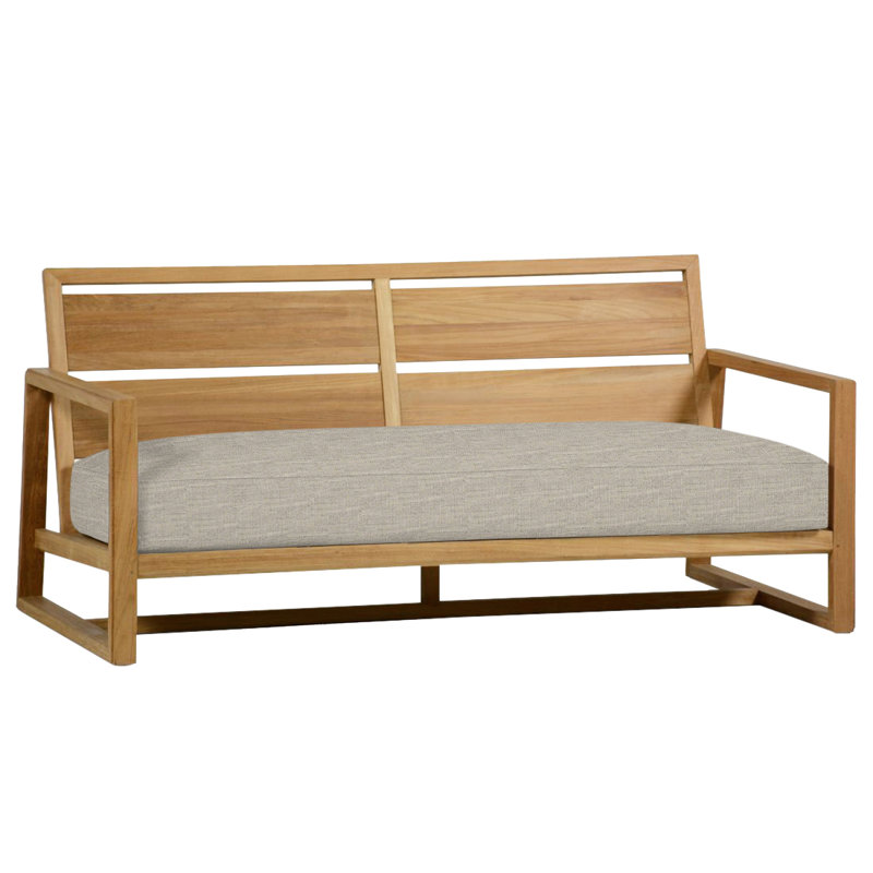Causeuse Avondale - Teck naturel, Pas de soudure, Sunbrella® ‑ lin colombe, Teck naturel
