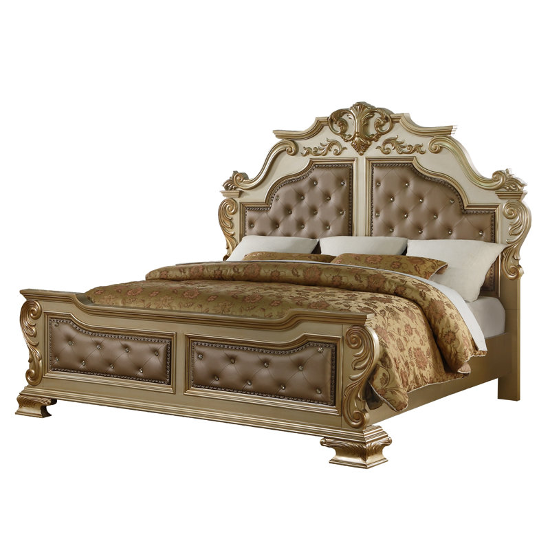 Lit tapissier doré Lonas Collection, Grand lit