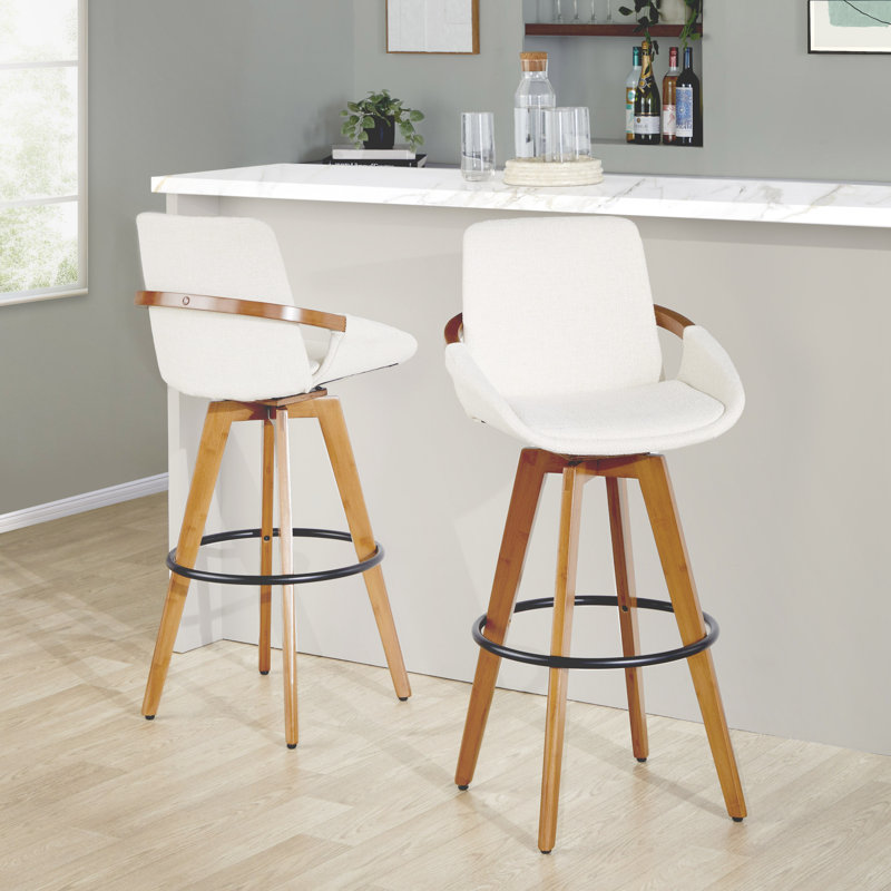 Whitacre Fixed-Height Bar & Counter Stool, Bar Stool (29" Seat Height), Cream Tweed