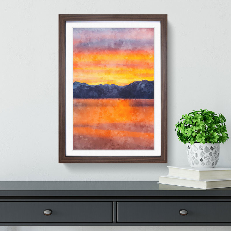 Sunshine over the Mountains - Picture Frame Graphic Art Print, Walnut Framed, 87cm H x 62cm W x 2cm D