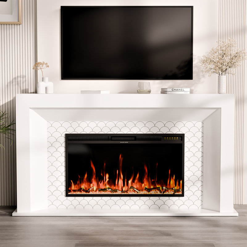 Meuble télé 65,75 "avec foyer et télécommande