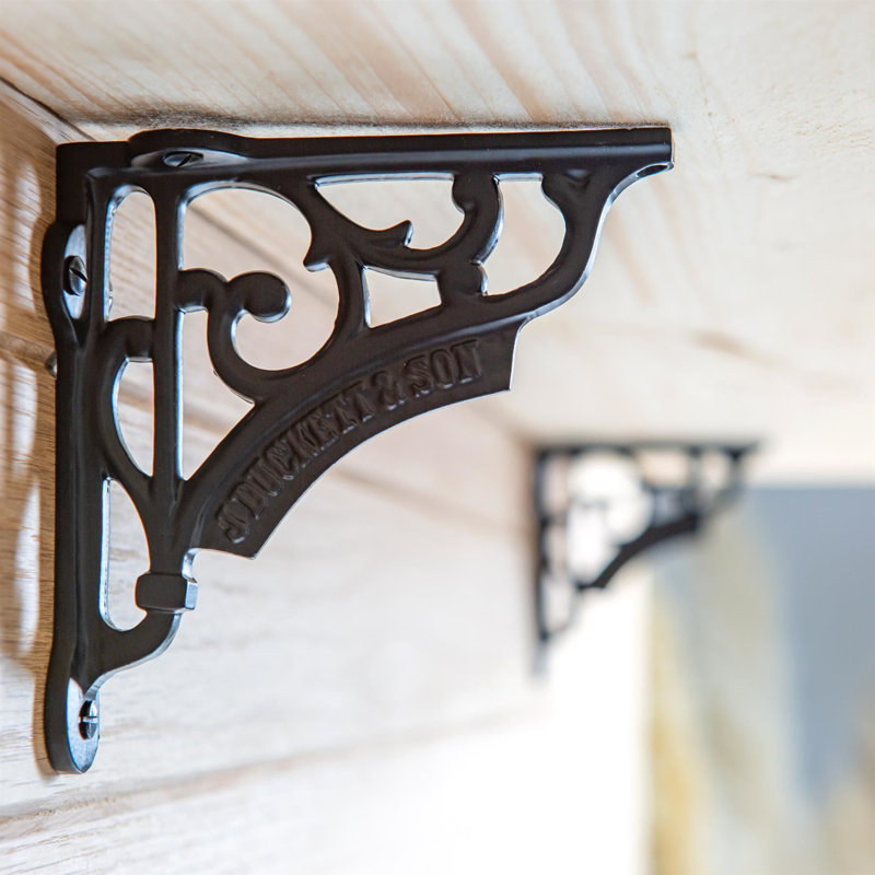 Hammer & Tongs - Ornate Iron Shelf Bracket - Black, 11.5cm H x 12cm W x 3cm D