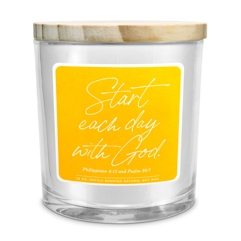 Bougie de soja «Commencez chaque jour avec Dieu» 13 oz