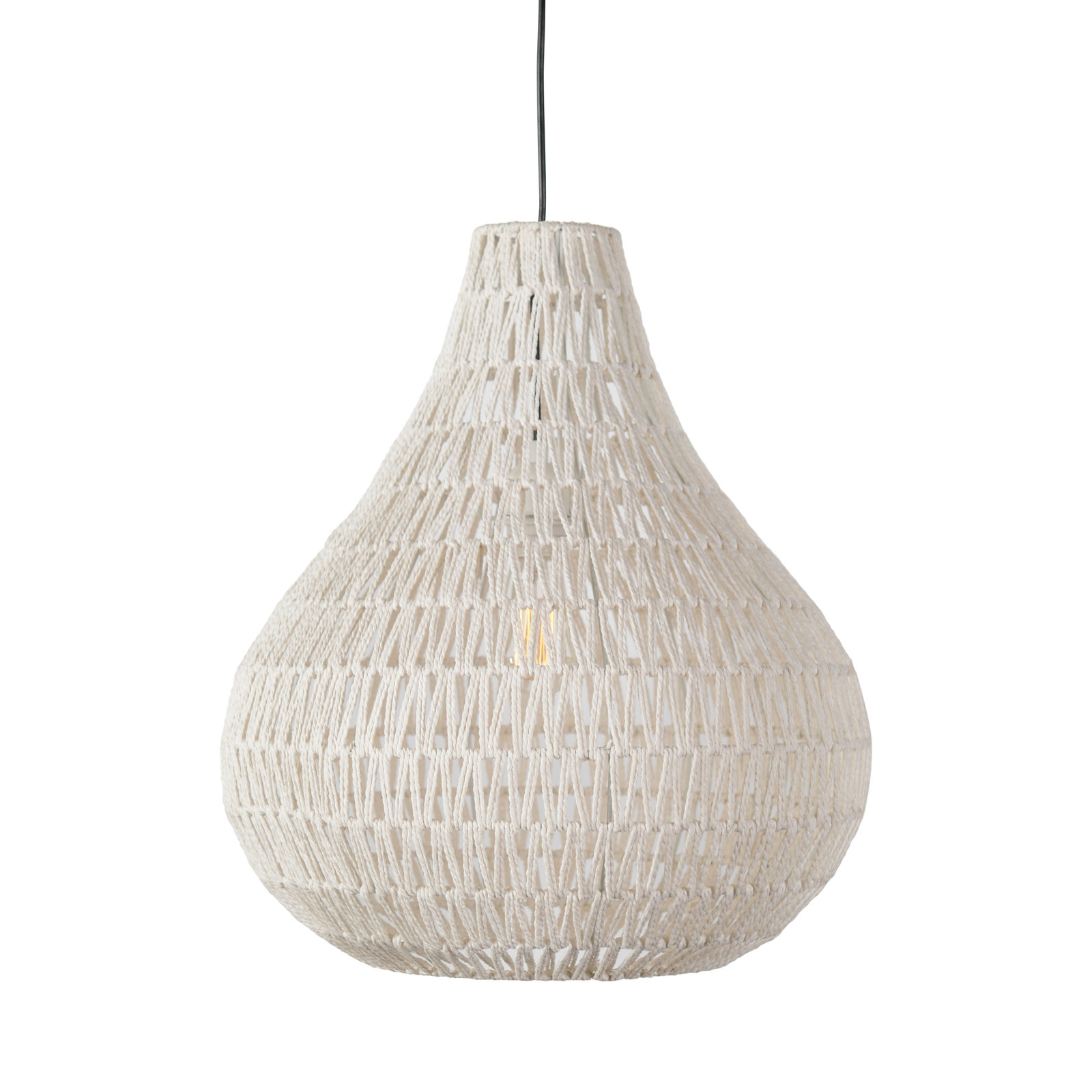 Genesta Dimmable Woven Single Light Pendant, White