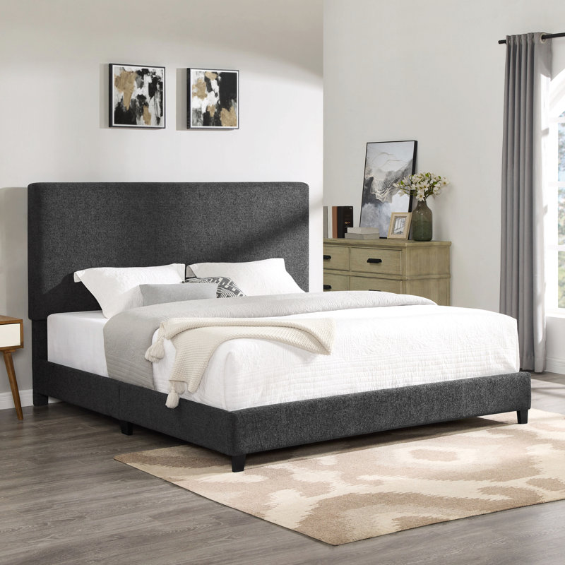 Lit plateforme tapissier gris anthracite