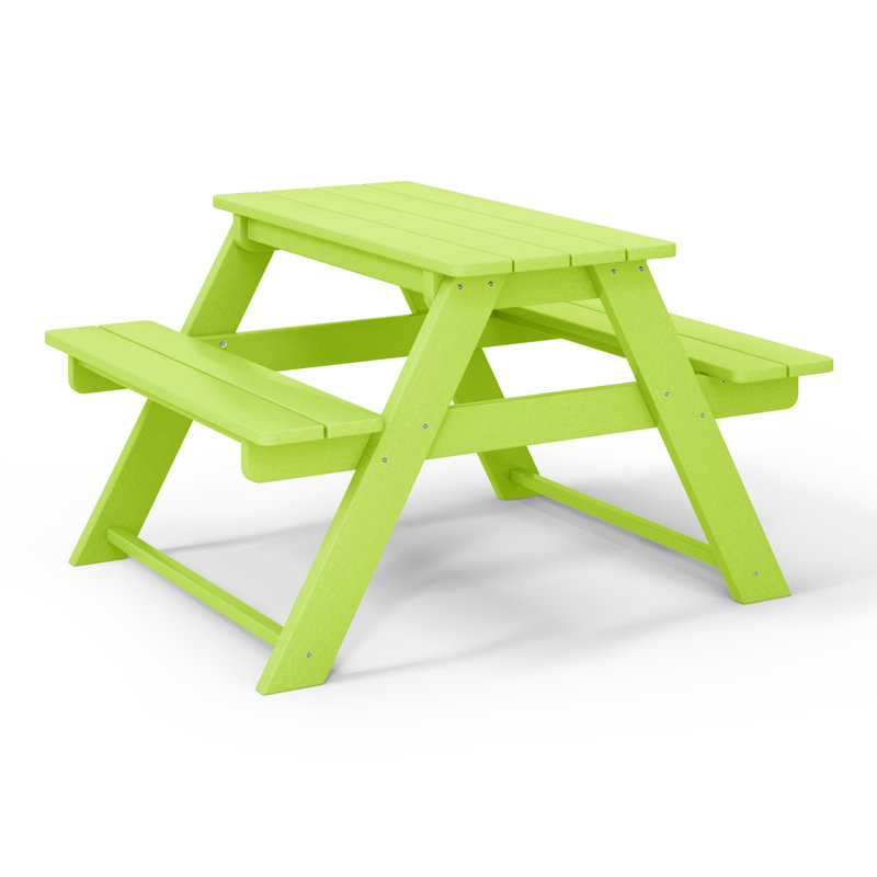 Table de pique-nique d'extérieur pour enfants, Vert citron