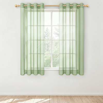 Faux Linen Sheer Curtain Panel Pair