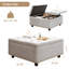 Grand banc de rangement carré, repose-pieds avec deux portes de rangement, table basse de style Mid-Century moderne, incrustation de têtes de clou