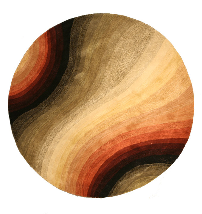 Élégant tapis contemporain multicolore en laine touffeté à la main Sloane, Rond 7 pi 9 po