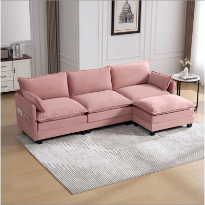 Canapé d'angle modulaire surdimensionné avec pouf amovible, ensemble de canapé moderne en velours côtelé 4 places de 259 cm (102 pouces), canapé-lit en L pour salon et bureau