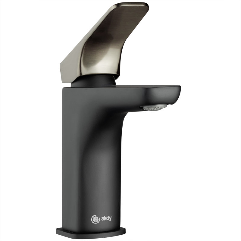 Single Hole Bathroom Faucet,  Matte Black/Brushed Graphite Black Handle