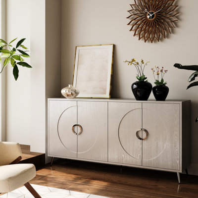 Buffet de rangement champagne à 4 portes avec tablettes réglables