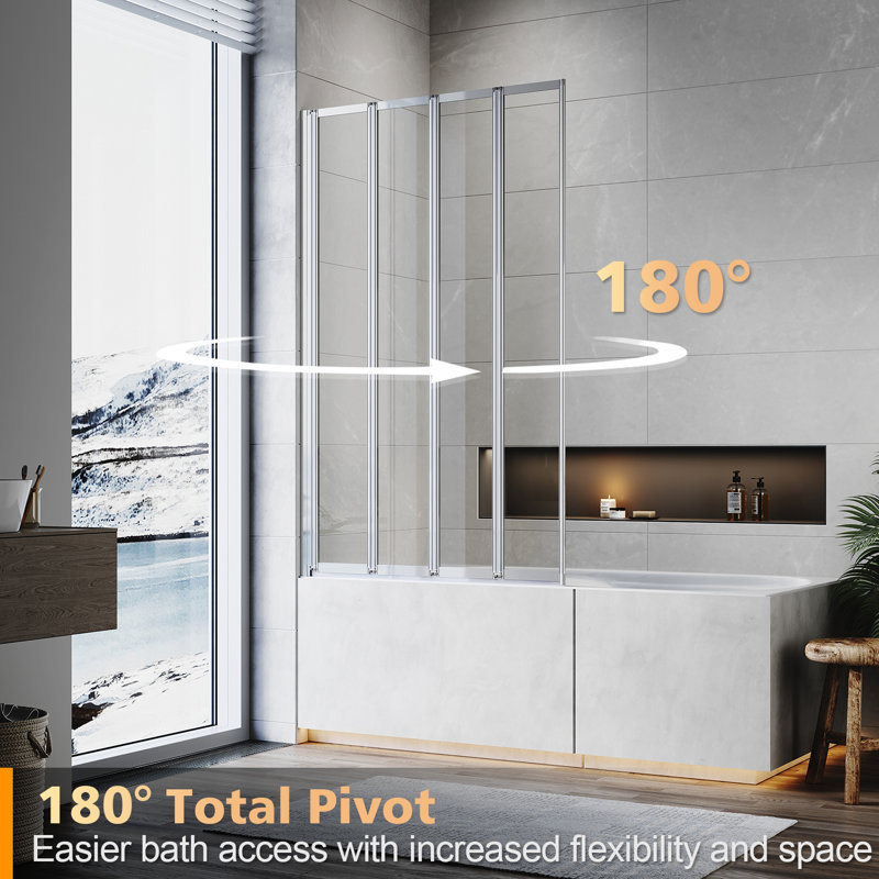 Benkert 990mm - 1000mm W x 1400mm H Pivot Framed Tub Door with Clear Glass