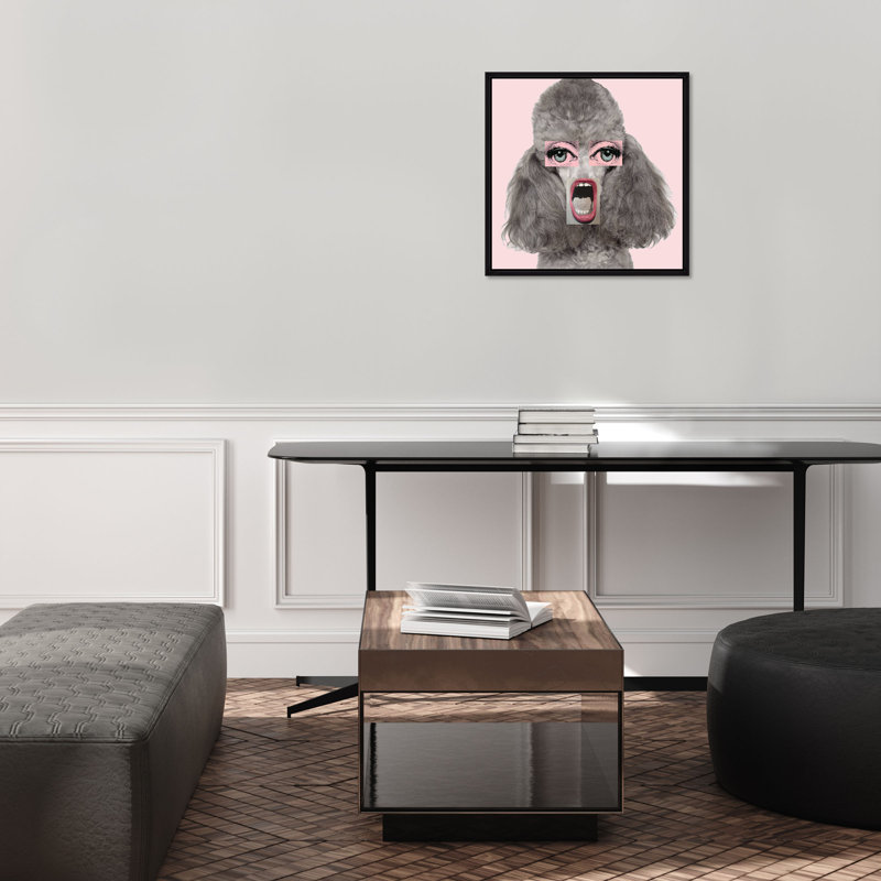 «Pink Poodle Mouth» par Jeffrey Goodman, art mural encadré, Couche de verre