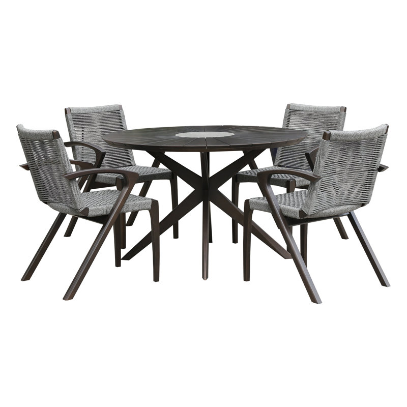 Ensemble repas 5 pièces Troxell, Marron foncé