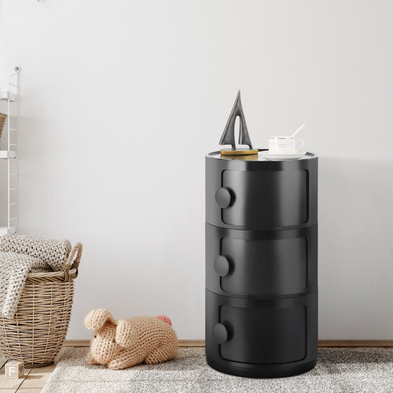 Kywaun 3 Drawer Stackable Drawer, Black